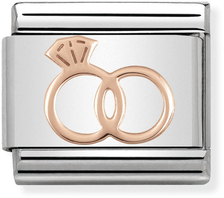 Nomination Classic Wedding Rings 9ct Rose Gold & Steel Charm 430104/13