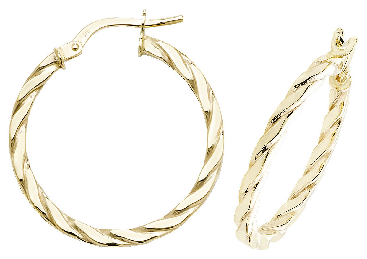 Treasure House ER1041-20 9ct Yellow Gold 20mm Hoop Earrings Jewellery
