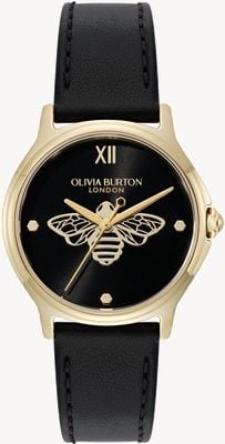 Olivia Burton Classic Bee (29.8mm) Black Dial / Black Leather Strap 24000344