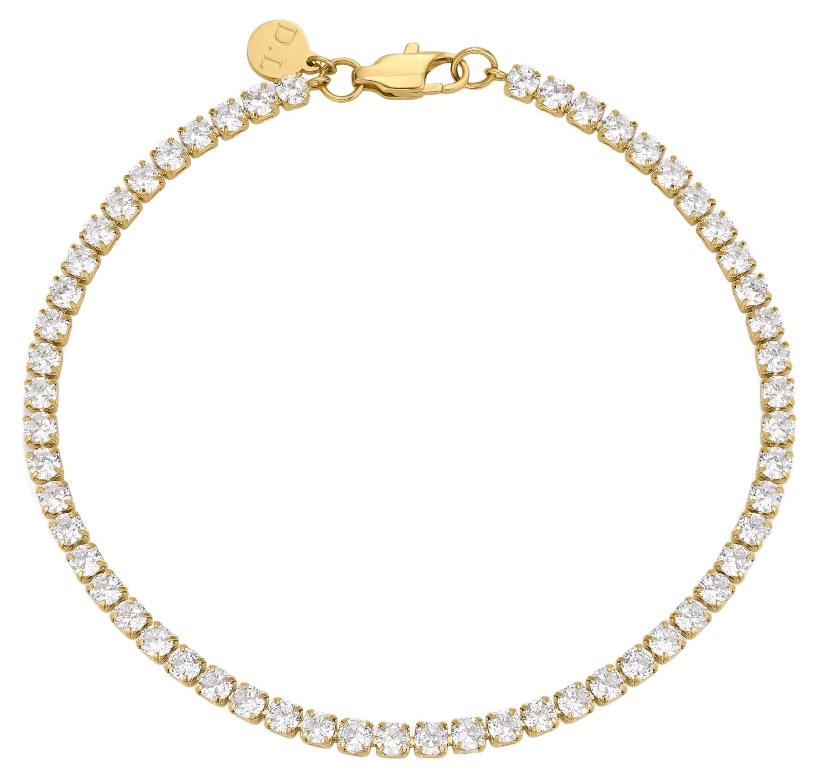 D.LOUISE GB-043-20 Gold Tone White Stone Tennis Bracelet Jewellery