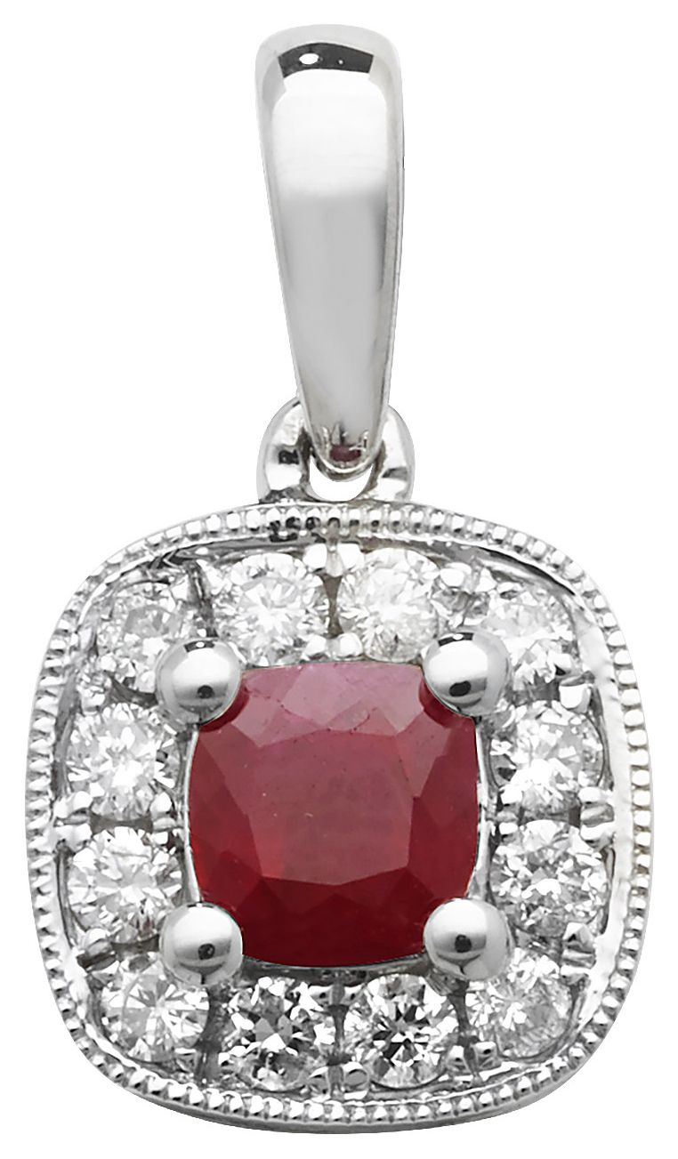 James Moore TH PD242WR 9k White Gold Diamond and Ruby Jewellery