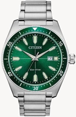 Citizen | Men's Eco Drive Sport | Stainless Steel Bracelet Green Dial AW1598-70X