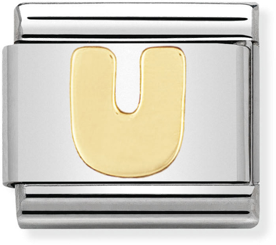 Nomination Classic Letter U 18ct Gold & Steel Charm 030101/21