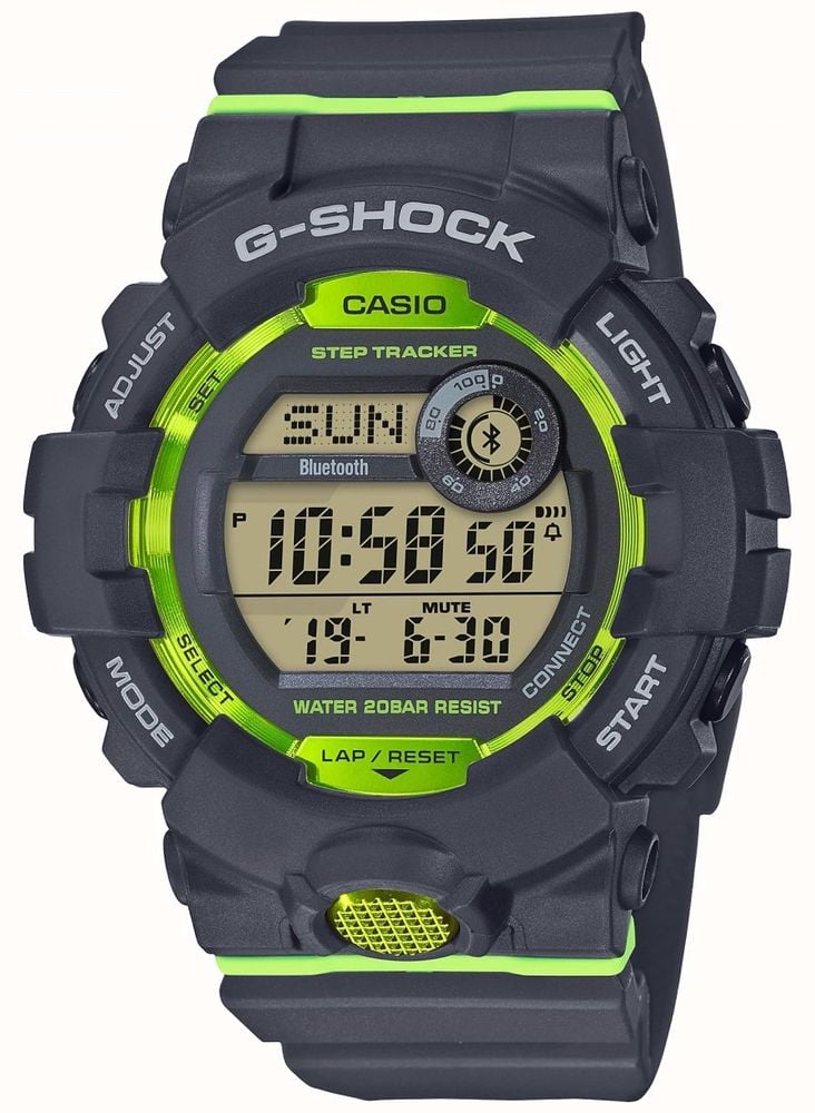 Casio G Squad Grey Green Digital Bluetooth Step Tracker GBD 800 8ER First Class Watches