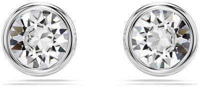 Swarovski Imber Stud Earrings Round Cut White Crystals Rhodium Plated 5696073