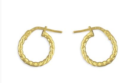 CME Leicester Limited Silver gold plated 14mm Twist Hoops H2166/Y