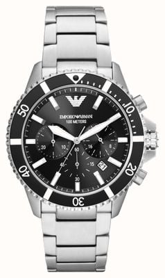 Emporio Armani Men's | Black Chronograph Dial | Stainless Steel Bracelet AR11360