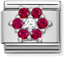 Nomination Composable CL SYMBOLS Steel Cz And Silver 925 RICH RED And WHITE Flower 330322/02