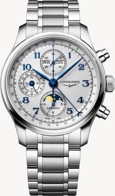 LONGINES Master Collection Chrono Moonphase (41mm) Silver "barleycorn" Dial / Stainless Steel Bracelet L29624736
