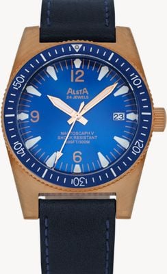 Alsta Nautoscaph V Bronze Anacapri Automatic (40mm) Blue Dial / Blue Leather Watch NAUTOSCAPH V ANACAPRI