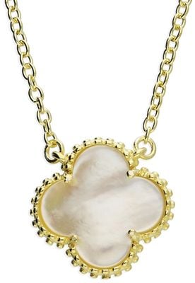 CME Leicester Limited Gold Plated Mother Of Pearl Clover Necklace 41cm+5cm H6401/Y