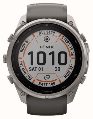 Garmin Fenix 9 Pro InReach Solar 51mm Premium GPS Smartwatch - Titanium With Pebble Grey Silicone Watch 010-04339-01 Garmin Fenix 9 Pro InReach Solar 51mm Premium GPS Smartwatch - Titanium With Pebble Grey Silicone Watch 010-04339-01