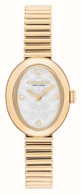 Coach Women's Sammy (22.5mm) White Logo Dial / Gold-Tone Stainless Steel Expansion Bracelet 14504573