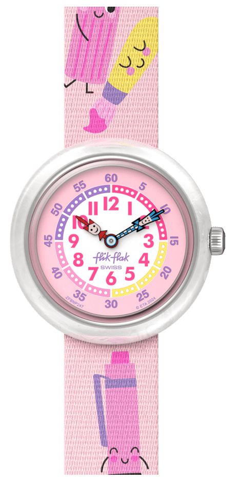 Flik Flak FBNP247 IN MY BAG (31.85mm) White and Pink Dial / Watch