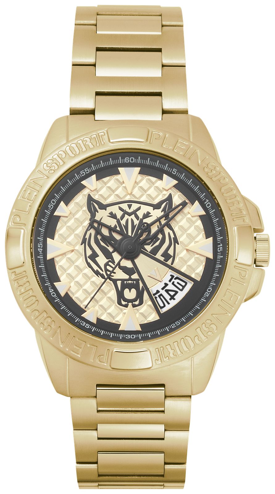 Plein Sport PSFBA1123 TOUCHDOWN 3-Hand Date (44mm) Gold Dial Watch
