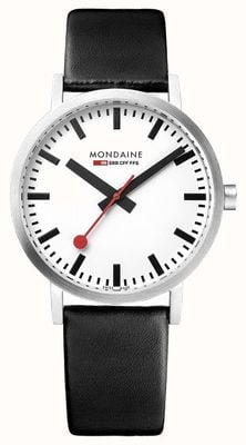 Mondaine Classic 36 mm | Black Leather | White Dial Watch A660.30314.16SBB