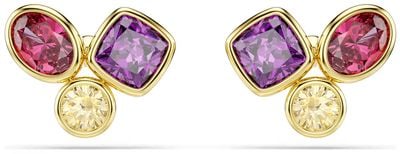 Swarovski Imber stud earrings Mixed cuts, Multicoloured, 18K gold finish 5760019