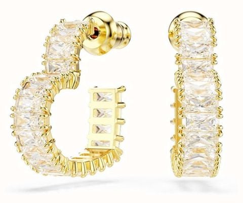 Swarovski Matrix Gold Tone Heart Hoop  Earrings 5701599