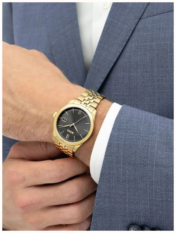 BOSS Men's 39mm Gold Plated Stainless Steel Black Dial Langford Watch 1514359 - alternate view 4