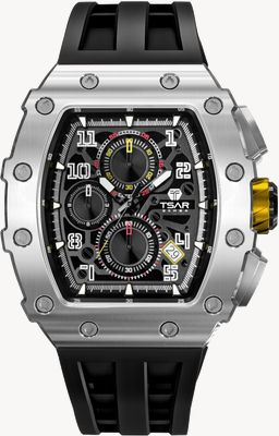 TSAR BOMBA Elemental Series Quartz Calendar (43.5mm) Black Dial / Black Silicone Strap TB8204Q-13