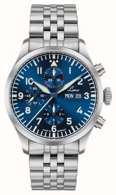 Laco Kiel.2 Automatic Chronograph (43mm) Dark Blue Sunray Dial / Stainless Steel Bracelet 862186.MB