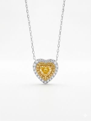 Prestige 18ct White Gold Natural Yellow And White Heart Shaped Diamon J36591