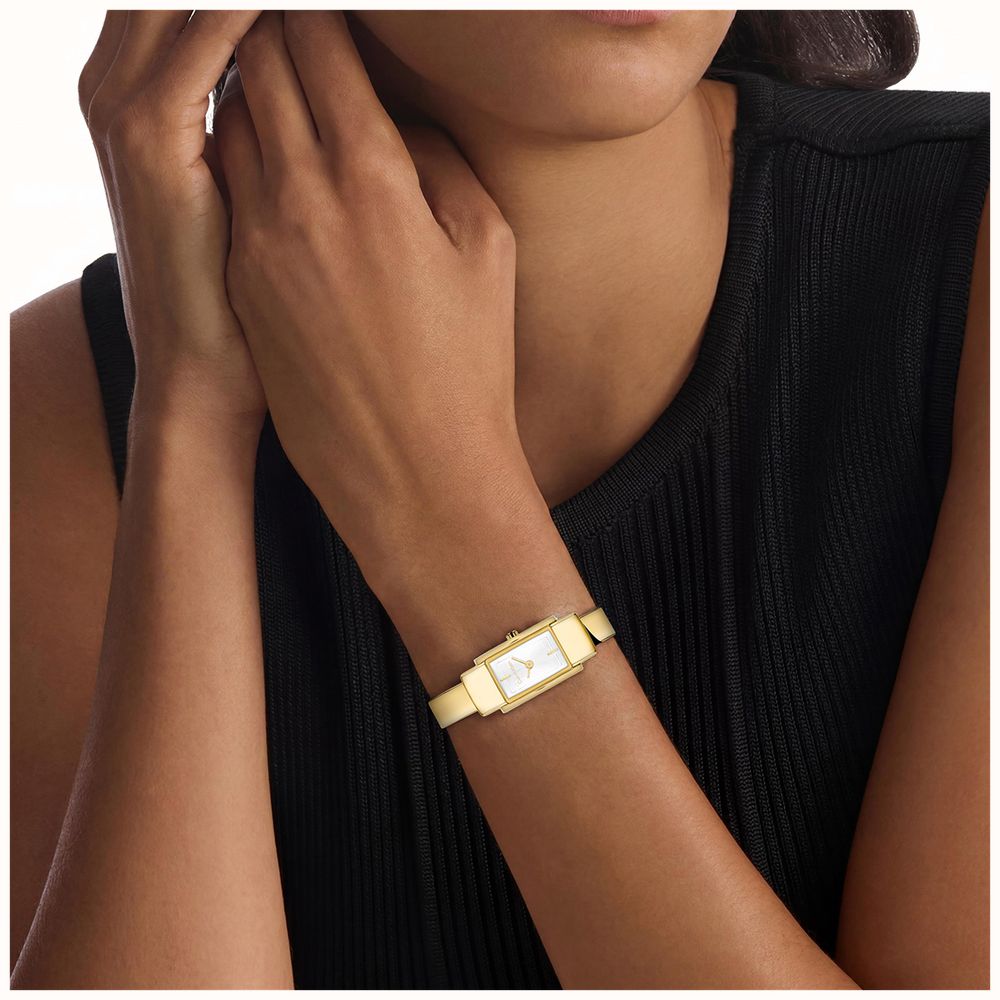 Calvin Klein Moderne Quartz (15mm) Silver Sunray Dial / Gold PVD Bangle Bracelet 25100184 - alternate view 4