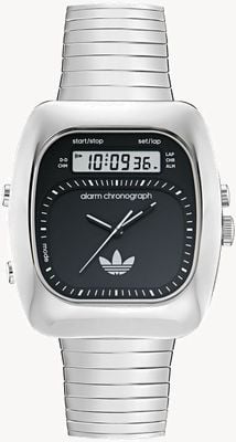 Adidas RETRO WAVE THREE Alarm Chronograph (37mm) Black Dial / Stainless Steel Expanding Bracelet AOSY25013