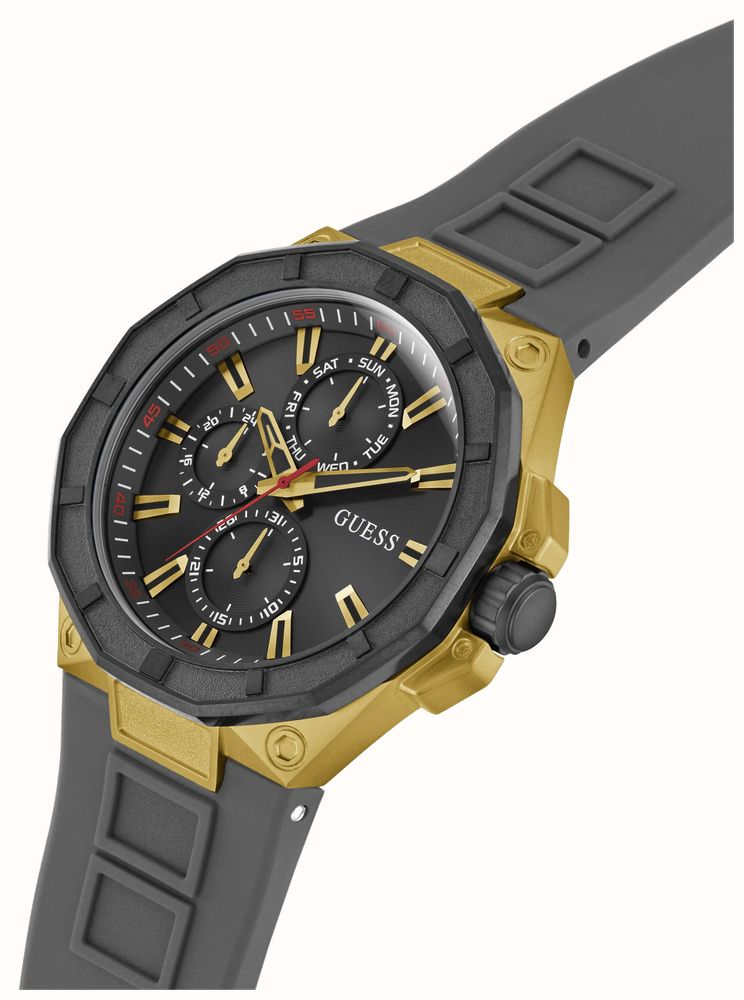 Guess Fuel Multifunction White Dial Black Rubber Strap Watch for Men - W0802G1 main image 1