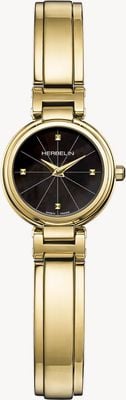 Herbelin Lady H Quartz (22mm) Black Mother-of-Pearl Dial / Gold PVD Stainless Steel Bangle Bracelet 17312BMP1N49