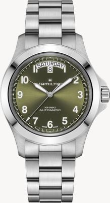 Hamilton Khaki Field King Day-Date Auto (40mm) Green Sunray Dial / Stainless Steel Bracelet H64475160