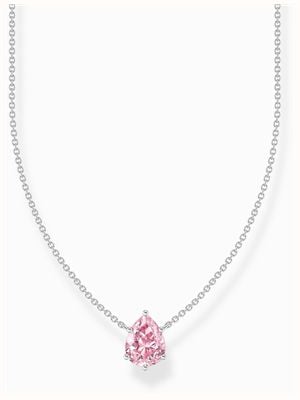 Thomas Sabo Pear-Cut Pink Zirconia Sterling Silver Necklace 45cm KE2213-051-9-L45V