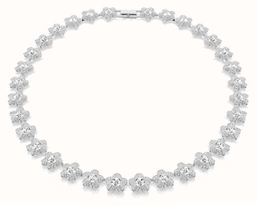 Swarovski x Ariana Grande Flower Round-Cut Rhodium-Plated Necklace 5749179