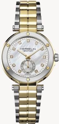Herbelin Newport Quartz Diamond (35mm) Mother-of-Pearl Dial / Two-Tone Stainless Steel Bracelet 18289BT1N89
