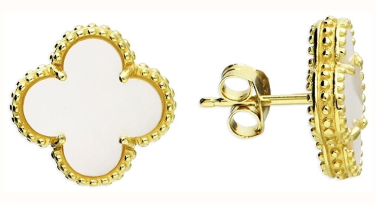 James Moore CME Sterling Silver Gold Plated Mother Of Pearl Earrings H6403/Y