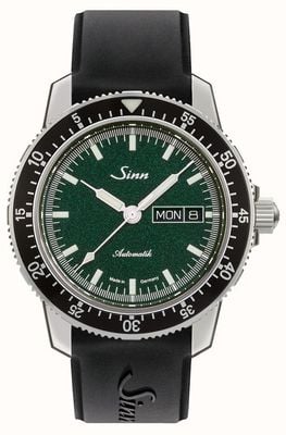 Sinn 104 St Sa I MG (41mm) Metallic-Green Dial / Black Rubber Strap (Pin Buckle Clasp) 104.0131 BLACK RUBBER PIN BUCKLE