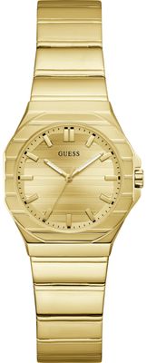 Guess Womens Jaqueline Champagne Sunray Dial Gold-Tone Stainless Steel Bracelet GW1110L2