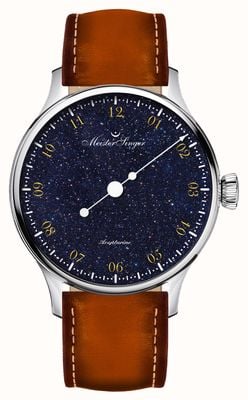 MeisterSinger Pangaea Aventurine (40mm) Aventurine Glass Dial / Cognac Brown Leather Strap PMN9908AV