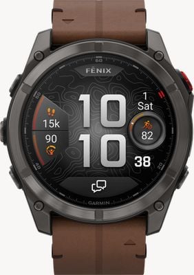 Garmin Fenix 8 Pro 51mm AMOLED Sapphire Premium Multisport GPS Carbon Grey DLC with Chestnut Leather + Black Silicone Strap 010-03199-40