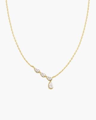 Ania Haie Gold Half-Bezel Angled & Dangle Teardrop Necklace N076-06G
