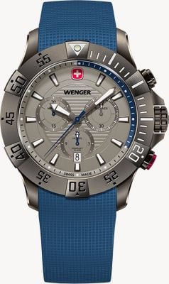 Wenger Seaforce Quartz Chronograph (43mm) Grey Dial / Blue Silicone Strap 01.0643.126