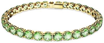 Swarovski Matrix Tennis Bracelet Round Cut Green 18k Gold Finish - Medium 5658849