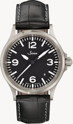 Sinn 556 A Sports Sapphire Glass Alligator Embossed Leather Strap Watch 556.014-BL44201851001225403A