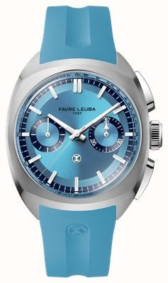 Favre Leuba Chief Chronograph Automatic (41mm) Ice Blue Sunray Dial / Ice Blue Rubber Strap 00.20101.113.04.304