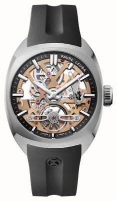 Favre Leuba Chief Skeleton Automatic (40mm) 4N18 Gold Skeleton Dial / Black Rubber Strap 00.20105.103.01.301