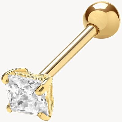 Treasure House 9ct Yellow Gold 3mm Square Cubic Zirconia Cartilage Stud ES1991