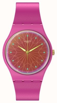Swatch FANTASTIC FUSHIA (34mm) Neon Pink Dial / Pink Silicone Strap SO28P110