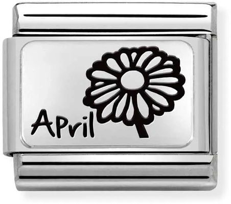 Nomination Classic April Birthstone Diamond Sterling Silver & Steel Charm 330112/16