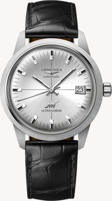 LONGINES Ultra-Chron Classic Automatic Chronometer (40mm) Sunray Silver Dial / Black Alligator Leather Strap L29374722