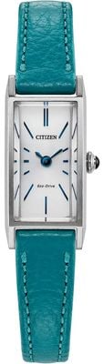 Citizen Eco-Drive Fio (14x30mm) White Dial / Teal-Blue Leather Strap EG7120-00A
